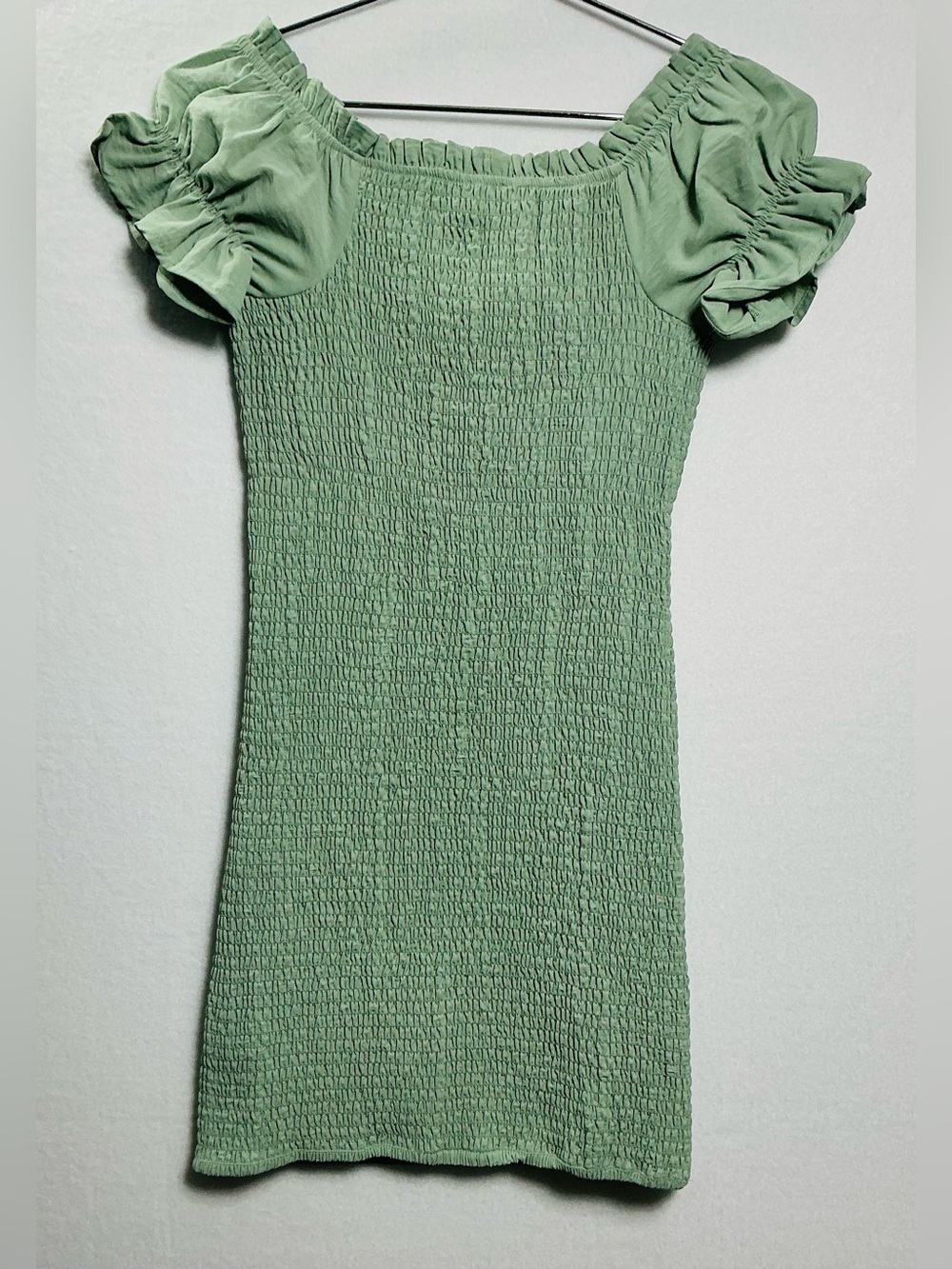 Love Tree Green Smocked Tie-Front Mini Dress - Picture 2 of 6